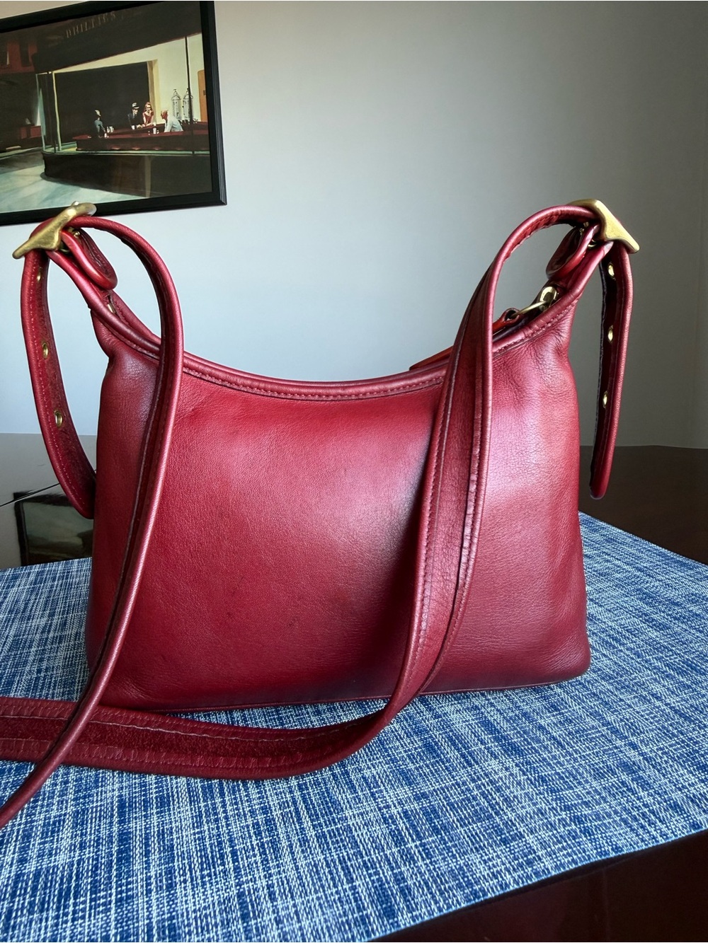 Red Vintage Coach 9136 Legacy Small Pocket Zip Leather Bag - Picture 2 of 16